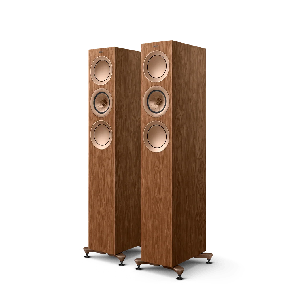 KEF R5 Meta Nogal Altavoces de Suelo de Alta Fidelidad