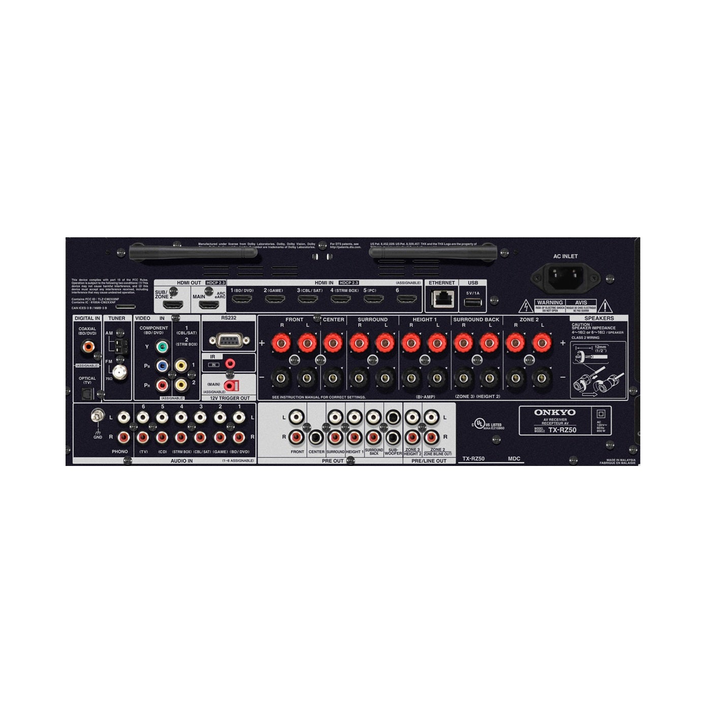 Onkyo TX-RZ50 Receptor AV 9.2 Canales