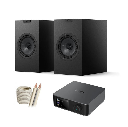 Paquete Estéreo Streaming: KEF Q1 Meta + Wiim Amp Ultra