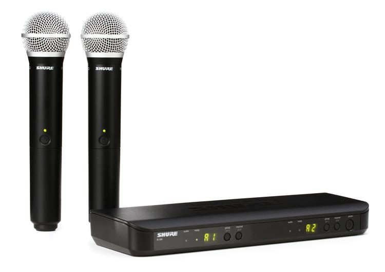 Micrófono inalámbrico doble de mano, Shure BLX288/PG58 - Jupitronic Tienda en Linea