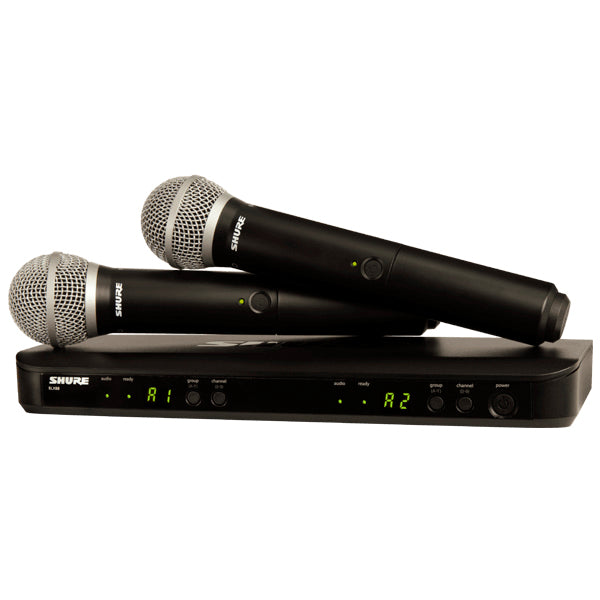 Micrófono inalámbrico doble de mano, Shure BLX288/PG58 - Jupitronic Tienda en Linea